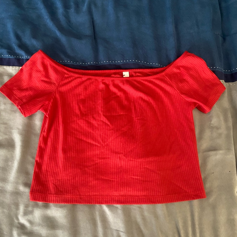 Pacsun Red Off-the-Shoulder Crop Top